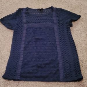 Lucky Brand Lace Shirt Sz Small Navy Blue